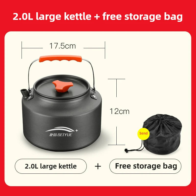 Outdoor Hiking Cookware Camping Cookware Boiling Water Teapot Frying Pan Equipment Portable Camping Pot Supplies Combination Set - Gloweve