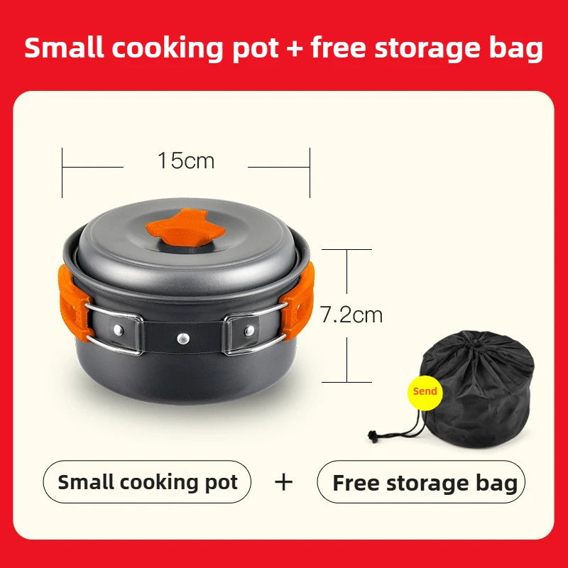 Outdoor Hiking Cookware Camping Cookware Boiling Water Teapot Frying Pan Equipment Portable Camping Pot Supplies Combination Set - Gloweve