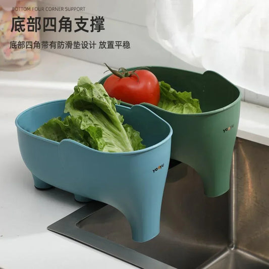 Sink Strainer Elephant Sculpt Leftover Drain Basket Fruit and Vegetable Washing Basket Hanging Drainer Rack Kitchen Accessories - Gloweve