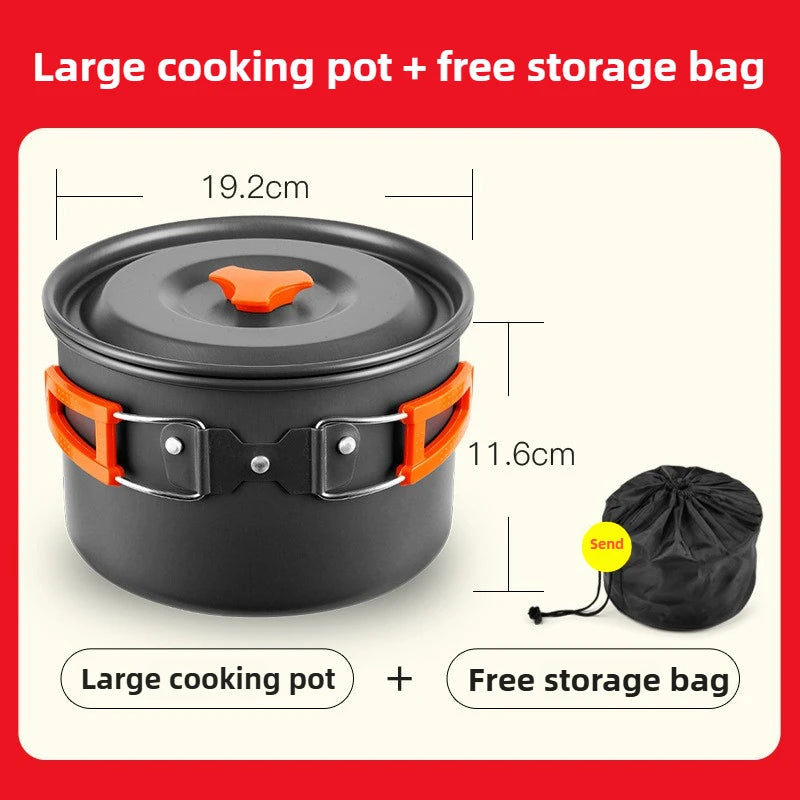 Outdoor Hiking Cookware Camping Cookware Boiling Water Teapot Frying Pan Equipment Portable Camping Pot Supplies Combination Set - Gloweve