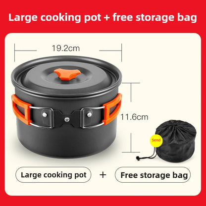 Outdoor Hiking Cookware Camping Cookware Boiling Water Teapot Frying Pan Equipment Portable Camping Pot Supplies Combination Set - Gloweve