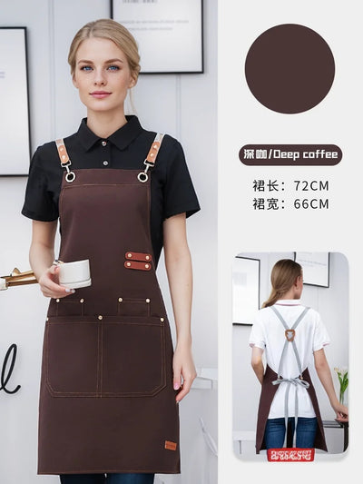 Waterproof Kitchen Apron Perfessional Kitchen Apron Restaurant Shop Waiter Work Uniform Women/Men With Pockets Cleaning Pinafore