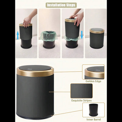 Minimalist design with lid for kitchen with large capacity garbage collection, living room and bathroom trash can