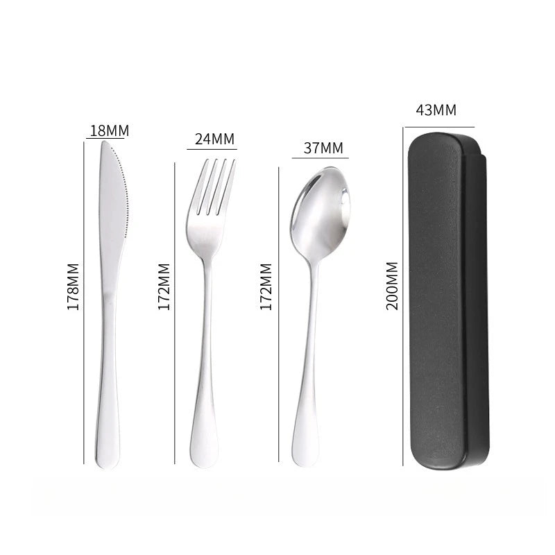 Portable Cutlery Set, Outdoor Tbaleware, Student Cutlery, Including Knives, Forks, Spoons, with Storage Box - Gloweve