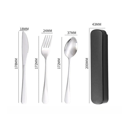 Portable Cutlery Set, Outdoor Tbaleware, Student Cutlery, Including Knives, Forks, Spoons, with Storage Box - Gloweve