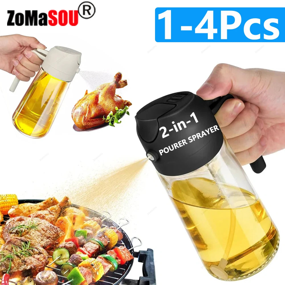 1-4Pc 2-in-1 Sprayer Pourer Oil Empty Bottle Plastic Oil Container Dispenser Vaporizer Kitchen Barbecue Camping Cooking Utensils - Gloweve