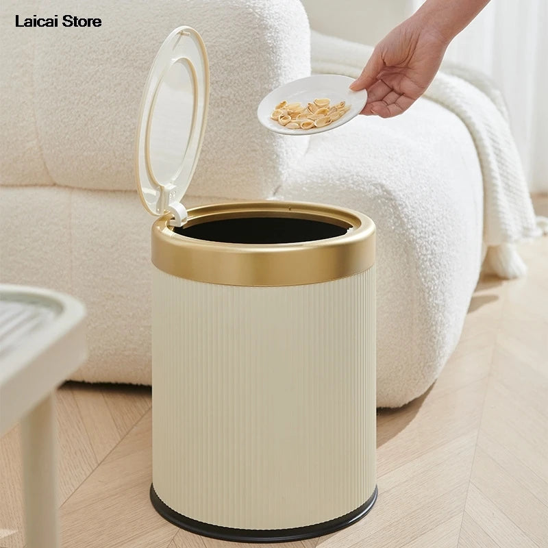 Minimalist design with lid for kitchen with large capacity garbage collection, living room and bathroom trash can