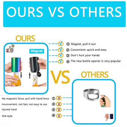 1/2Pcs Automatic Beer Bottle Opener Magnet Beer Opener Stainless Steel Push Down Opener Wine Soda Cap Opener Kitchen Accessory - Gloweve