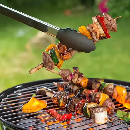 Kitchen Tongs Stainless Steel Food Tongs with Silicone Tips Meat Salad Bread Clip Barbecue Grill Buffet Clamp Cooking Tool Brush - Gloweve