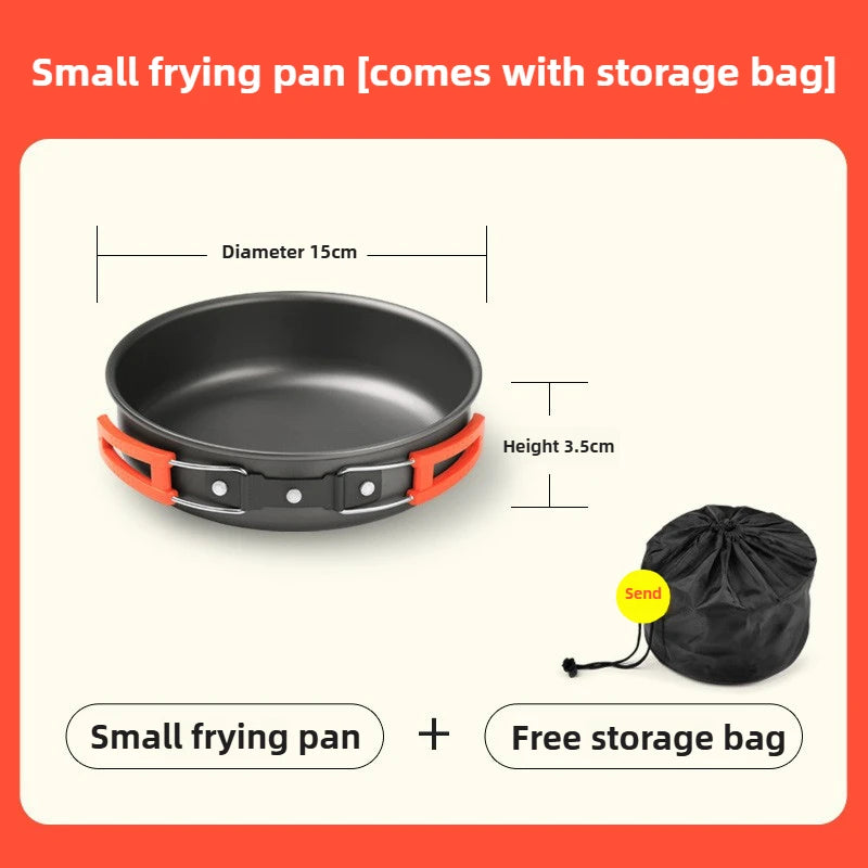 Outdoor Hiking Cookware Camping Cookware Boiling Water Teapot Frying Pan Equipment Portable Camping Pot Supplies Combination Set - Gloweve