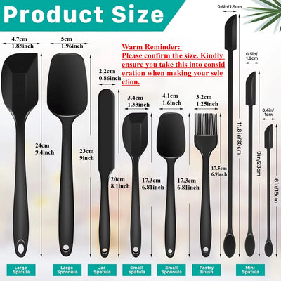 6/9 Pieces Silicone Bakeware Spatula Set Food Grade Non Stick Heat Resistant Spatulas Cooking Kitchen Essentials Baking Tools