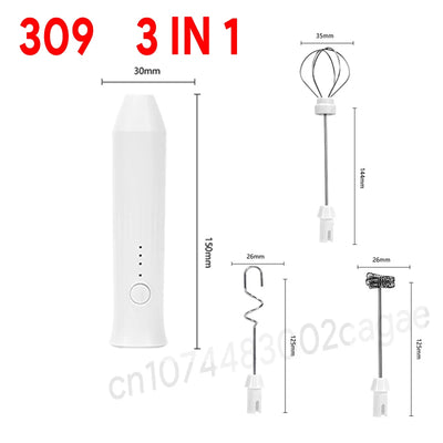HOT  Electric Milk Frother + Egg Beater Wireless Type-C Charging 3 Speeds Mini Handheld Foam Maker Coffee Whisk Cooking Tools