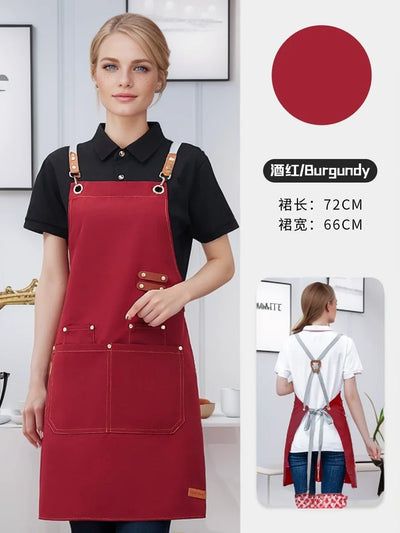 Waterproof Kitchen Apron Perfessional Kitchen Apron Restaurant Shop Waiter Work Uniform Women/Men With Pockets Cleaning Pinafore