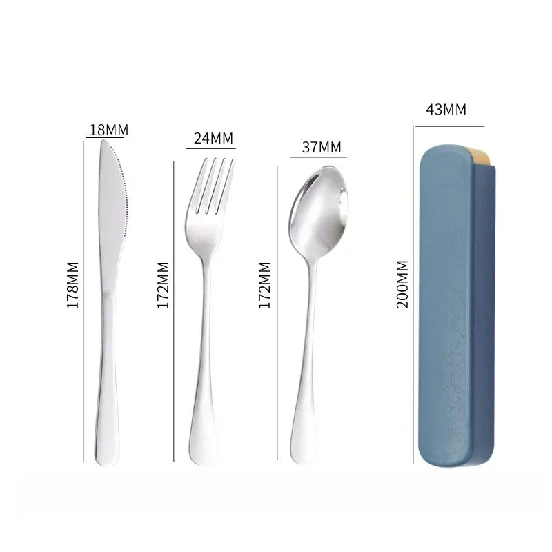 Portable Cutlery Set, Outdoor Tbaleware, Student Cutlery, Including Knives, Forks, Spoons, with Storage Box - Gloweve