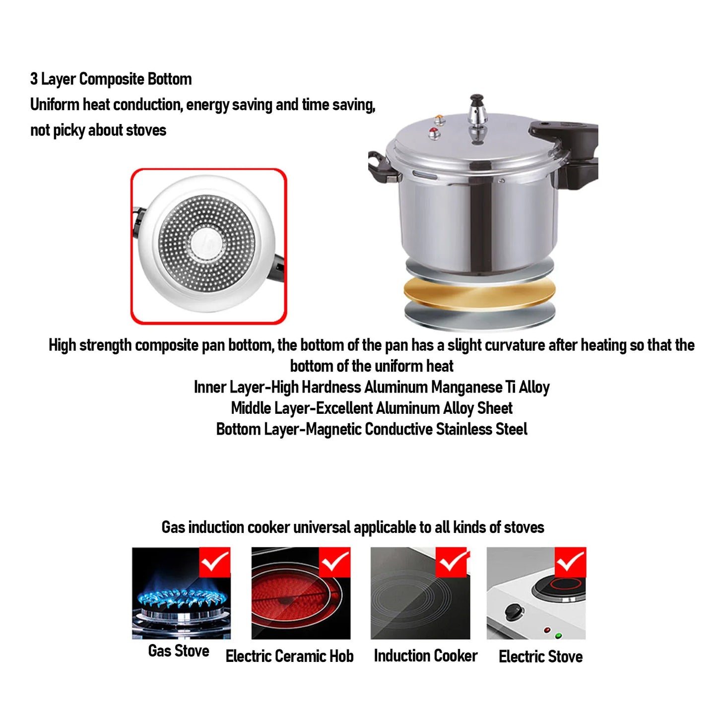 Pressure Cooker Aluminium Alloy Explosion Proof Large Capacity Pressure Canning Pot Cooker Fast Cooking Pot - Gloweve