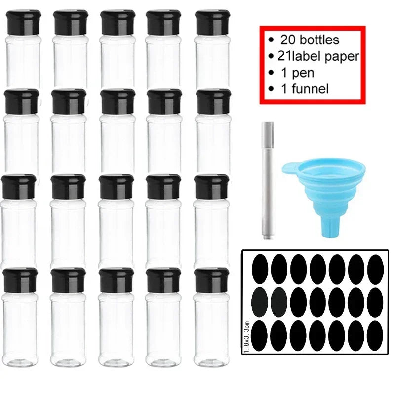 Spice Jars Set 5/10/15/20PC Jars for Spices Salt and Pepper Shaker Seasoning Jar Spice Organizer Plastic Barbecue Condiment - Gloweve
