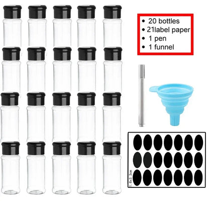 Spice Jars Set 5/10/15/20PC Jars for Spices Salt and Pepper Shaker Seasoning Jar Spice Organizer Plastic Barbecue Condiment - Gloweve