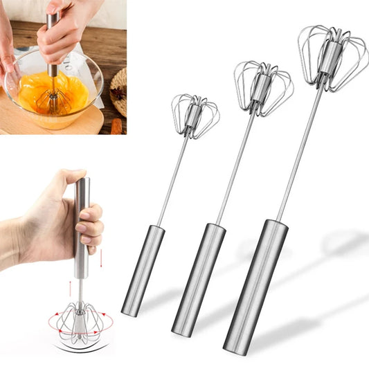 Semi Automatic Mixer Whisk Egg Beater Stainless Steel Manual Hand Mixer Self-Turning Cream Utensils Kitchen Mixer Egg Tools - Gloweve