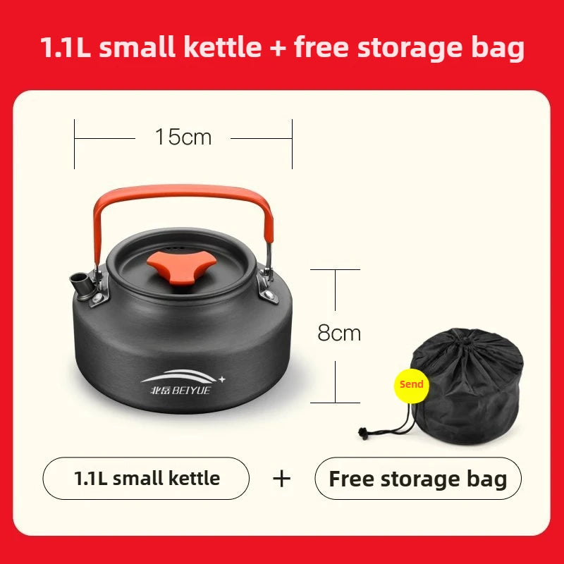 Outdoor Hiking Cookware Camping Cookware Boiling Water Teapot Frying Pan Equipment Portable Camping Pot Supplies Combination Set - Gloweve