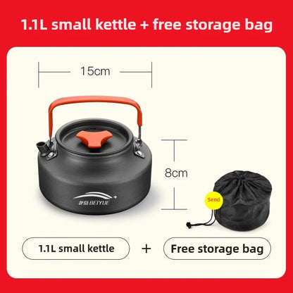 Outdoor Hiking Cookware Camping Cookware Boiling Water Teapot Frying Pan Equipment Portable Camping Pot Supplies Combination Set - Gloweve
