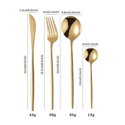 Stainless Steel Cutlery Set, Steak Knife, Spoon and Fork Set, Western Food Dinnerware, High Quality, 24Pcs - Gloweve