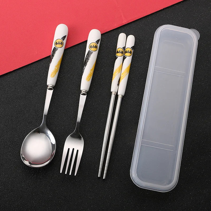 Student Cutlery 304 Stainless Steel Three Piece Set Children's Portable Cutlery Set Chopsticks  Spoons  Forks Creative Gifts - Gloweve