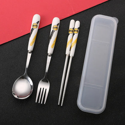 Student Cutlery 304 Stainless Steel Three Piece Set Children's Portable Cutlery Set Chopsticks  Spoons  Forks Creative Gifts - Gloweve
