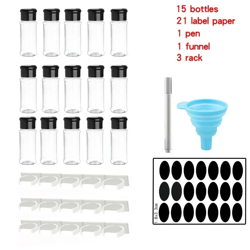 Spice Jars Set 5/10/15/20PC Jars for Spices Salt and Pepper Shaker Seasoning Jar Spice Organizer Plastic Barbecue Condiment - Gloweve
