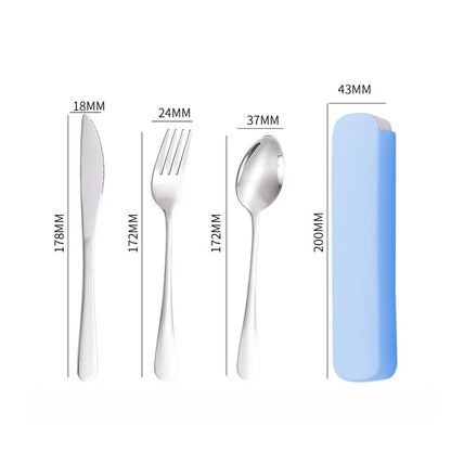 Portable Cutlery Set, Outdoor Tbaleware, Student Cutlery, Including Knives, Forks, Spoons, with Storage Box - Gloweve